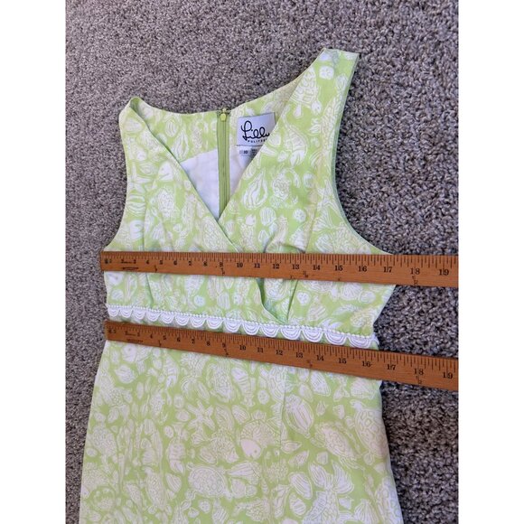 Vintage Lilly Pulitzer Womens Sz 10 Green & White Sleeveless Dress Lace Detail - Picture 5 of 8